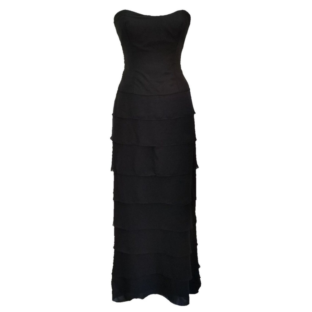 Lazaro Strapless Ruffle Lined Layer dress chiffon
